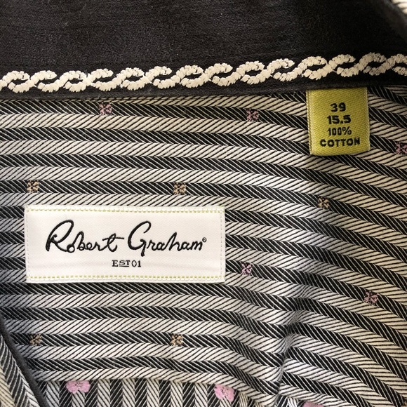 Robert Graham Striped Button-down Shirt 35 / 15.5 - Picture 4 of 4
